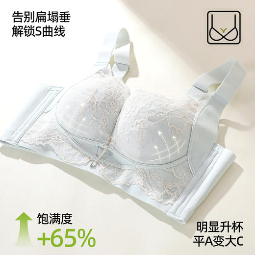 熳洁儿 小胸强聚拢中厚杯文胸反重力提拉樱桃杯显大蕾丝内衣26261501 商品图5