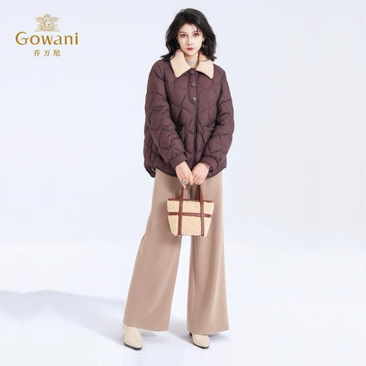 【鹅绒】乔万尼90白鹅绒格纹绗缝翻领设计宽松保暖羽绒服ED4T871 商品图3