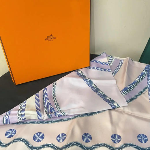 爱马仕 蓝色马头 丝巾 商品图0