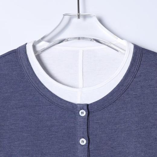 OAS2821SDSA男装2026新款高贵轻奢韩版简约拼接假两件圆领长袖T恤百搭潮 商品图2