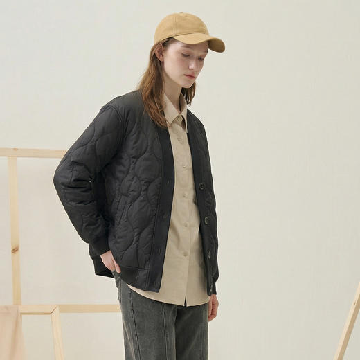 谜底短款羽绒服女士2025秋冬新款极简百搭宽松V领鸭绒服257MY8801 商品图1