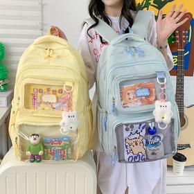 日系二次元漫展书包女学生大容量双肩包透明吧唧谷子扎板痛包娃包