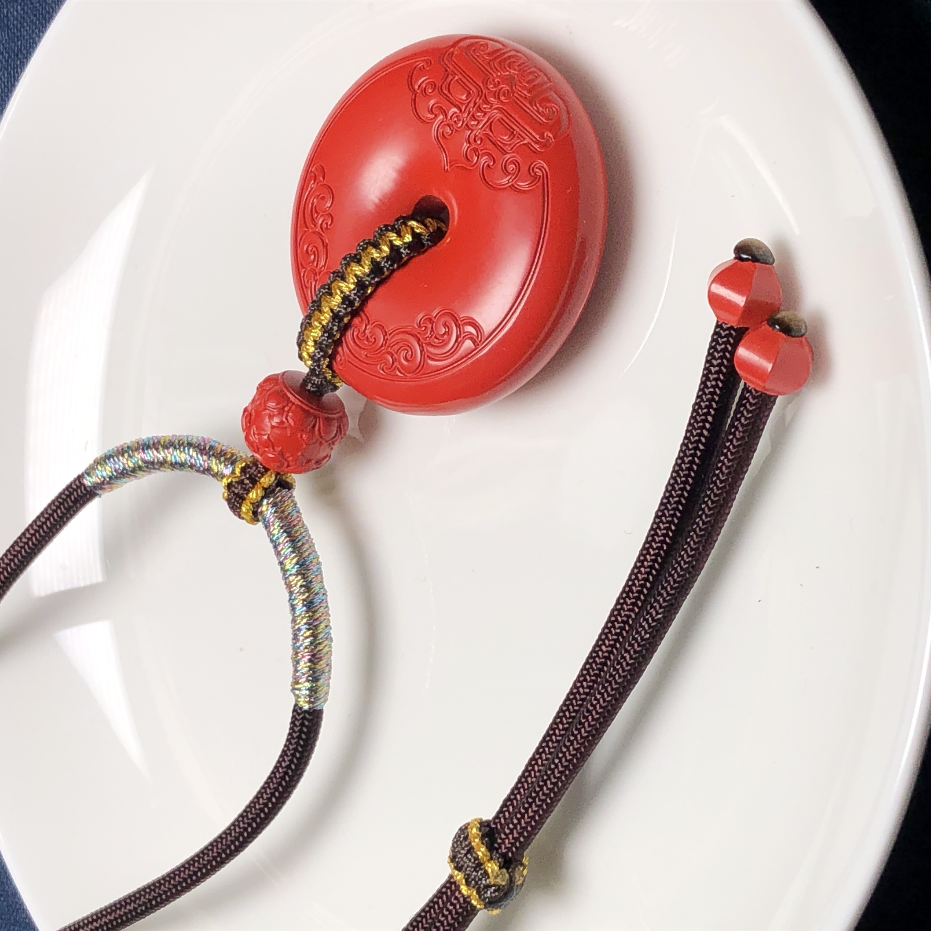 新款手编祥云纹红砂大气平安扣毛衣链吊坠   饰品美物