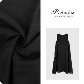 04-3潘依绣丁丁宠粉【黑莓缪斯】100%苎麻下摆褶皱设计背心连衣裙M8670
