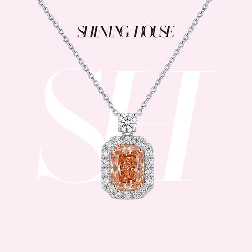 ShiningHouse[培育] 粉钻系列 18k金钻石项链 粉钻 雷迪恩形1克拉钻人工真钻人造钻石K金项链可调节时尚钻石项链悦己送礼臻选【此商品不支持7天无理由退货退款】预计3日发货 商品图0