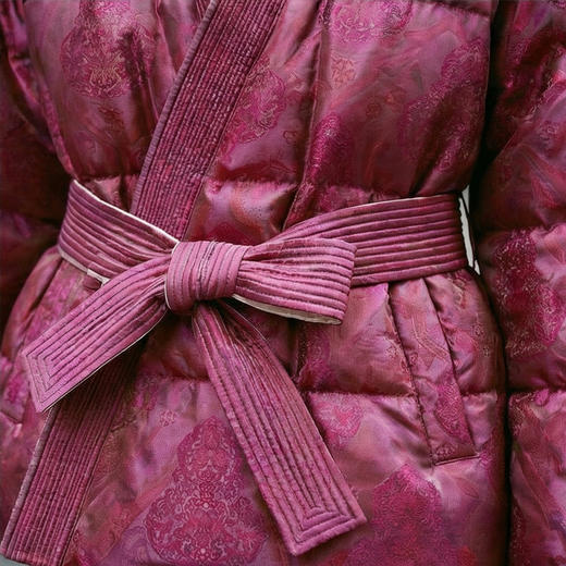 NANSONGSILK/NS桑蚕丝国风新中式V领系带鹅绒服547118南宋 商品图4