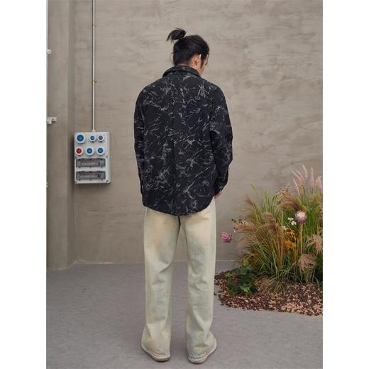 Z232712国潮嘻哈泼墨扎染印花复古宽松潮流港风休闲长袖 商品图4