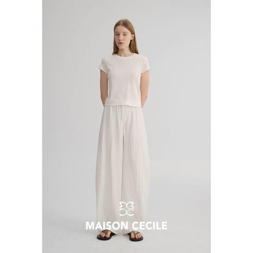 MAISON CECILE 五色|天丝醋酸肌理感踩筋设计显瘦抽绳弧形裤 商品图1