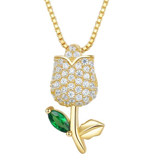 S1PC0127 周大生CHOW TAI SENG 银项链S925郁金香吊坠套链送女友生日节日礼物 商品图5