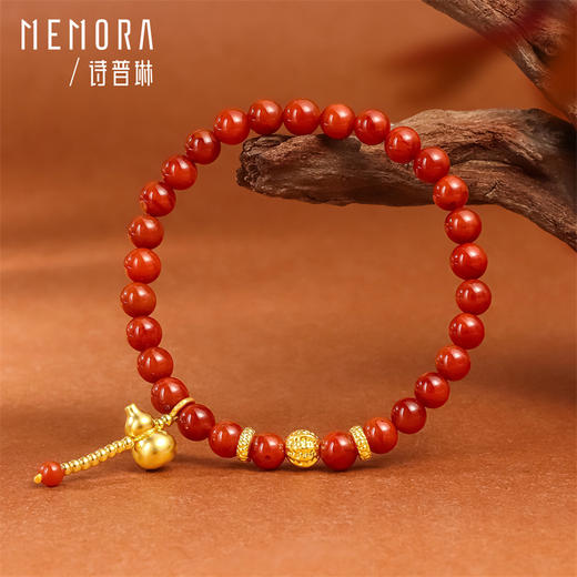 【新品首发】臻玉系列 足金南红葫芦核桃珠手串  福禄鸿运随身MEMORA诗普琳LB452601A 商品图3