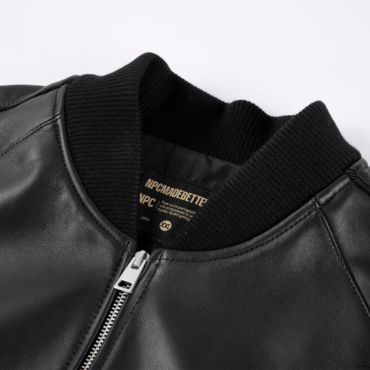 NPC潮牌立体剪裁棒球领皮衣绵羊皮革复古老钱短款春上新NP5CTJ28 商品图1