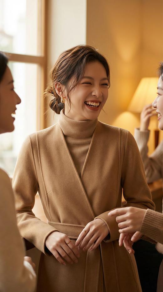 AG同款无领收腰女神款双面手工大衣（附腰带） 商品图5