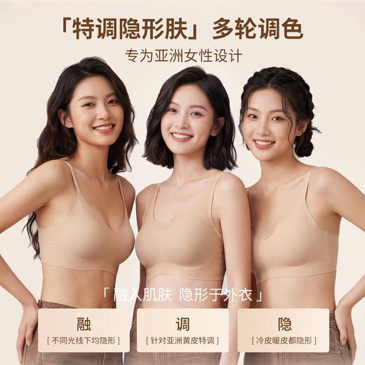 弗利少女软支撑粉底液内衣新款无痕内衣细肩带宽肩带隐形肤色内衣 商品图1