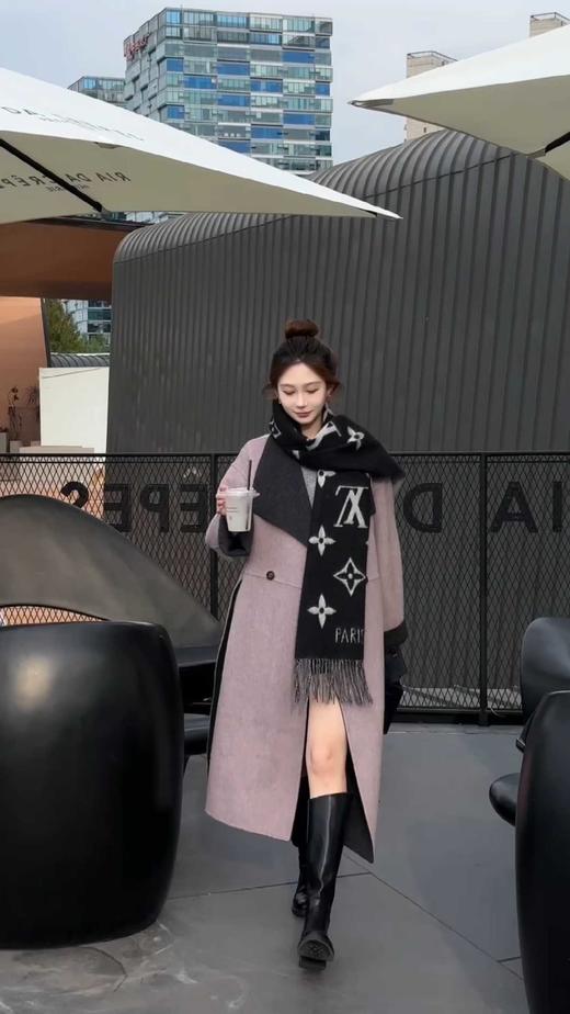 现货 【都灵大衣】100澳毛 秋冬新高级气质双色双穿澳毛手工双面尼大衣 商品图1