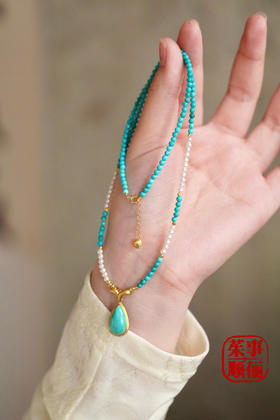 【茱事顺俪】18k黄金绿松珍珠项链