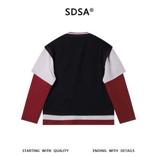 26011SDSA男装2026新款高贵轻奢韩版撞色拼接假两件长袖T恤百搭时尚 商品图4