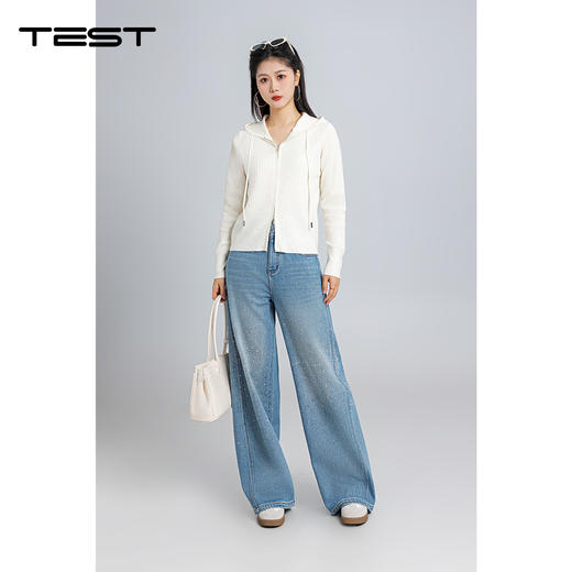 春上新坑条肌理双拉链短款修身显瘦百搭毛衣1261010 商品图2