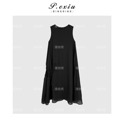 04-3潘依绣丁丁宠粉【黑莓缪斯】100%苎麻下摆褶皱设计背心连衣裙M8670 商品图1