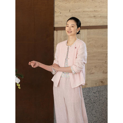 牧衣游原创 进口亚麻手工刺绣外套新款百搭通勤简约文艺开衫 春再 商品图1