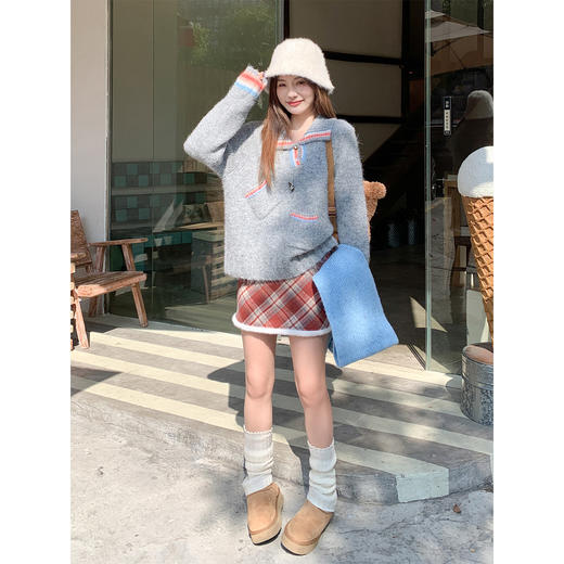 <曾小咸推荐>2.21现货秒杀 ！微信超特价！撞色翻领毛衣 日常219.99 立减130 秒杀89.99！！半裙 秒杀69.99！！ 商品图4