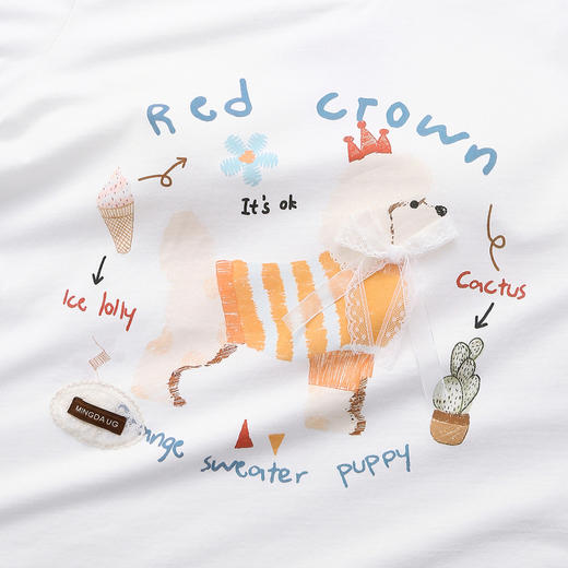 芬腾【带胸垫】防凸点女款春夏季新款睡衣短袖长裤纯棉家居服套装 商品图3