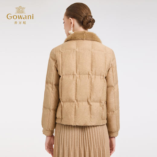 【鹅绒】乔万尼新中式水貂毛领精致提花保暖短款羽绒服ED4T723 商品图4