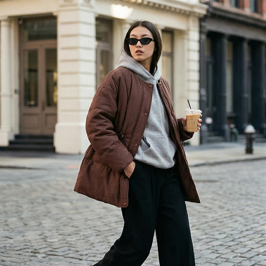 NANSONGSILK/NS羽绒服新中式进口中空纱高定90白鹅绒服2025冬新款精致收腰短款鹅绒服M1D547111S南宋 商品图2