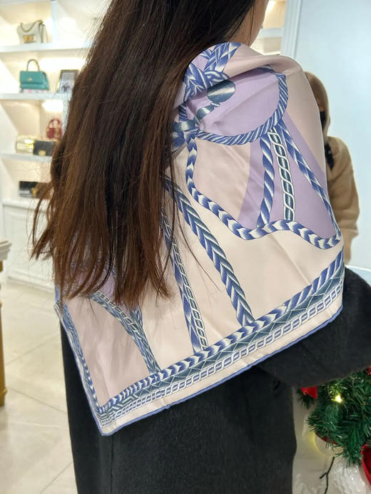 爱马仕 蓝色马头 丝巾 商品图1