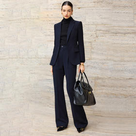 IWY/藏青色西装套装女新款商务阔腿裤两件套职场面试正装CP2761