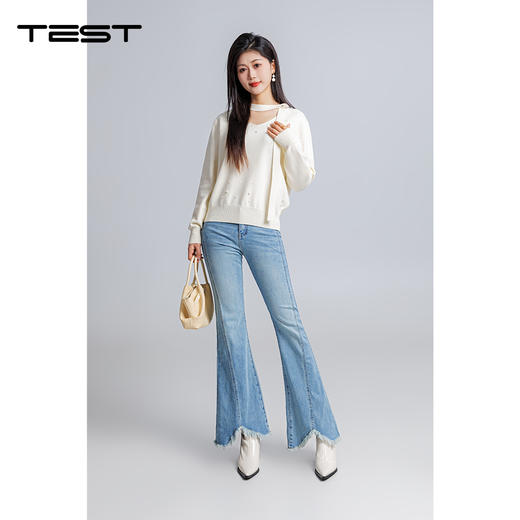 春上新钉珠装饰V领宽松显瘦温柔风毛衣1261007 商品图1