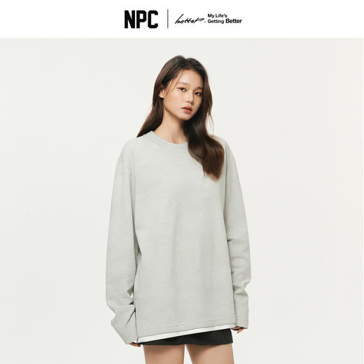 NPC潮牌棉混纺假二件长袖T恤提花罗纹领口仿宝石袖扣秋NP5CTL19 商品图2