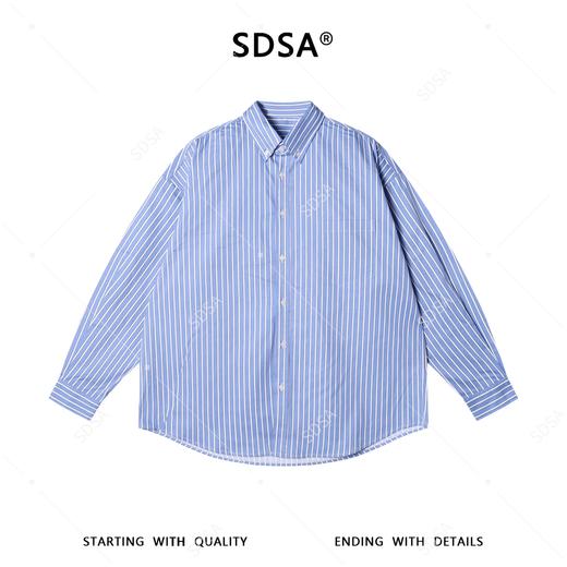 2192SDSA男装2026新款高贵轻奢韩版简约撞色竖纹长袖衬衫百搭宽松衬衣 商品图1