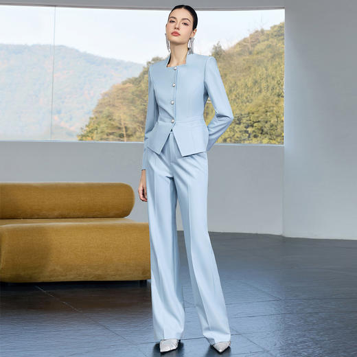 IWY/浅蓝色长袖西装套装女春季新款修身显瘦高级感职业装工作服25CP937 商品图2
