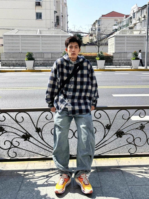 韩国rauc*复古连帽格子衬衫 商品图3