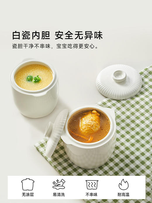 浦利顿双胆电炖锅陶瓷内胆煲汤煮粥bb煲婴儿辅食隔水炖盅PLD-XZD3005B 商品图3