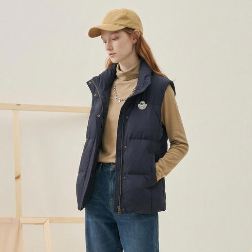 谜底羽绒马甲女2025秋新款百搭纯色立领鸭绒羽绒服无袖257MY8809 商品图1