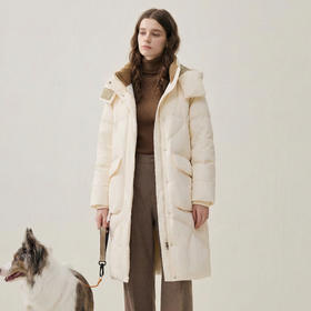 谜底加厚羽绒服女2025秋季新款气质长款连帽鸭绒面包服257MY8803