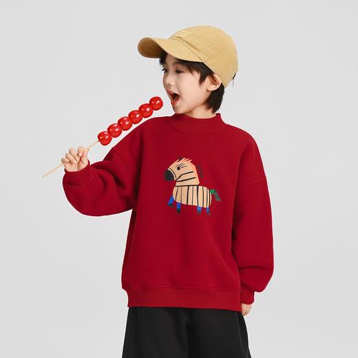 男童加厚卫衣2025冬装新款秋冬款儿童男孩圆领加绒加厚保暖打底衫 商品图1