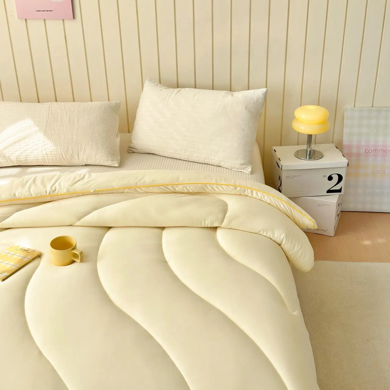 羽春家居软软奶盖冬被 | 亲肤柔软、蓬松不压身、像睡在云朵里一样、分段绗缝、盖着更贴合