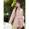 鹿向南「粉蝶漫春」半高领气质粉色风衣春季新款时尚中长款外套女 商品缩略图3