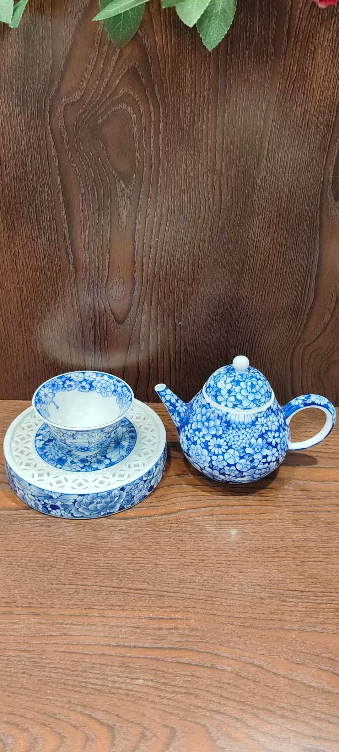 青花万花三件套