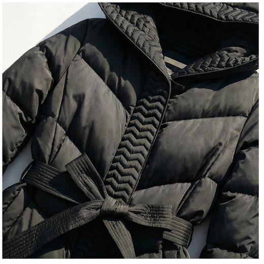 NANSONGSILK/NS气质保暖通勤连帽经典过膝中长款鹅绒服547053南宋 商品图3