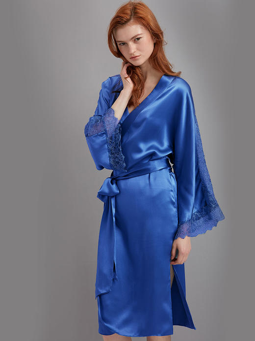 桑罗优雅蕾丝睡袍长款新娘婚礼晨袍 商品图4