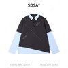 26013SDSA男装2026新款高贵轻奢潮牌简约拼接撞色半纽扣翻领长袖T恤 商品缩略图1
