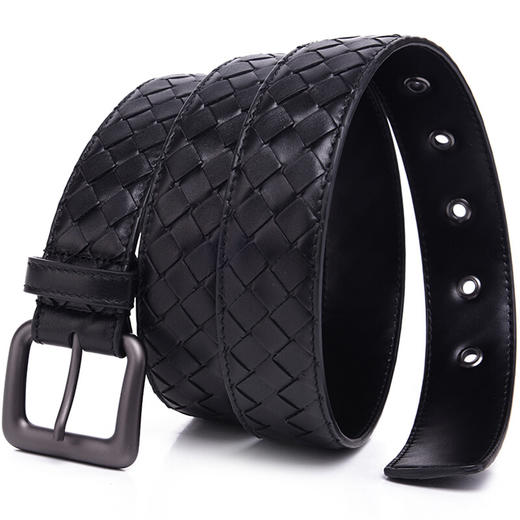 271932V4650100095 BOTTEGA VENETA 【编织针扣】男士经典牛皮革商务休闲3.5CM宽腰带皮带【95】 商品图3