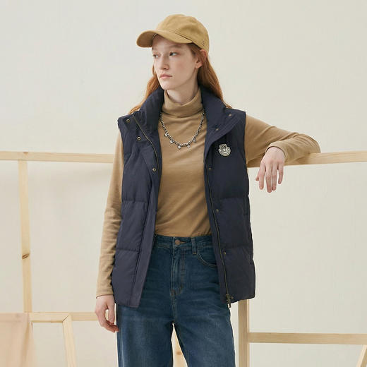 谜底羽绒马甲女2025秋新款百搭纯色立领鸭绒羽绒服无袖257MY8809 商品图2