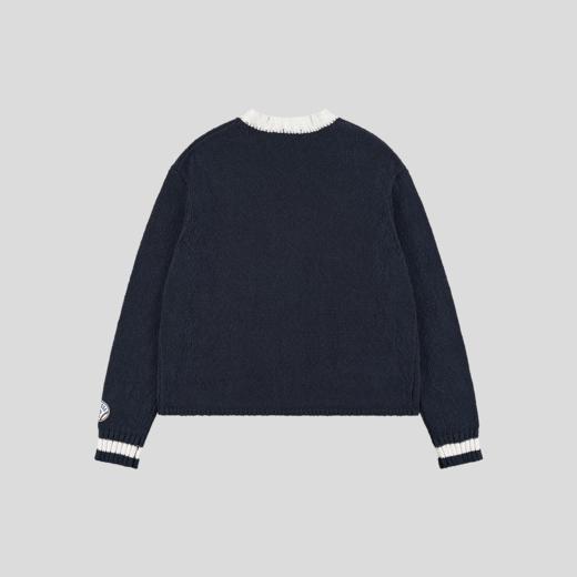 GOODBAI 916 EXPRESS 撞色V领做旧绣标休闲宽松针织开衫 商品图2