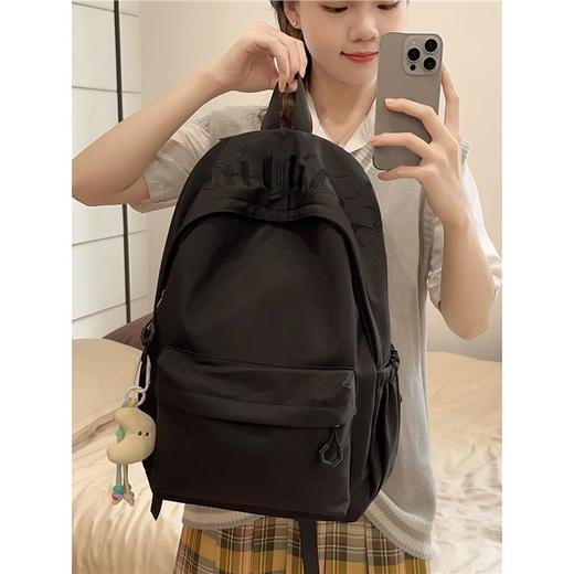 黑色书包初中女生简约高颜值ins风双肩包女潮流大学生运动背包潮 商品图1