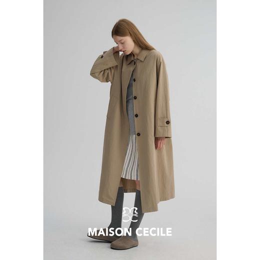 MAISON CECILE 两色|春季亚麻匹马棉松弛廓形翻领单排扣风衣外套 商品图3