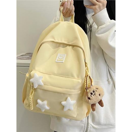 书包女生初中生小清新日系简约大容量百搭双肩包少女星星旅行背包 商品图1